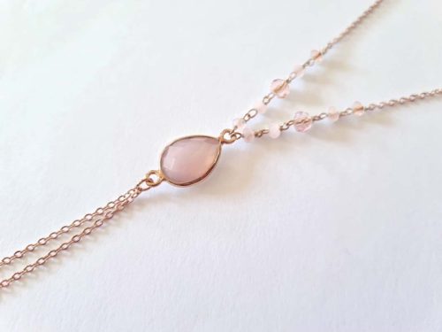 Collier long (sautoir ou bijou de dos) Victoria or rose