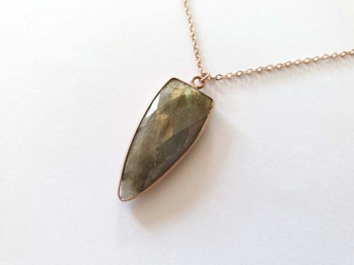 Collier long Flèche or rose