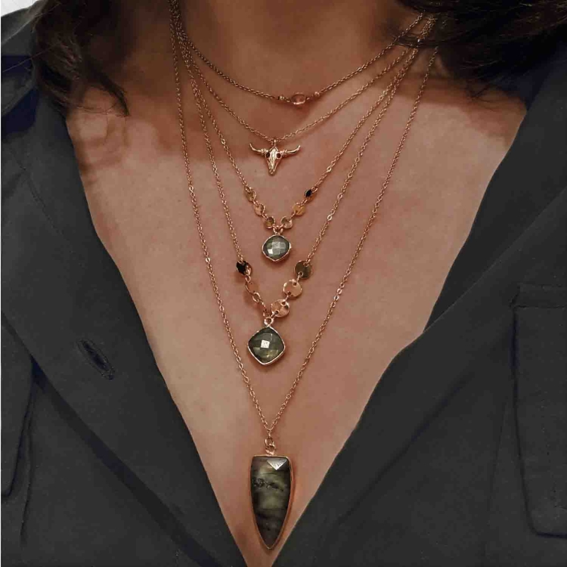 Collier long Flèche or rose Collier long Flèche or rose