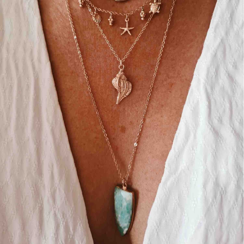 Collier long Flèche or rose Collier long Flèche or rose
