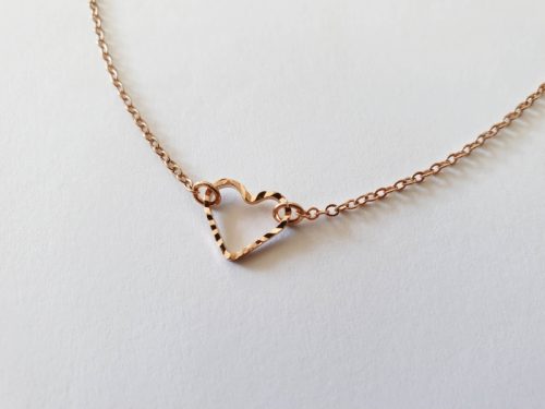 Collier Coeur or rose