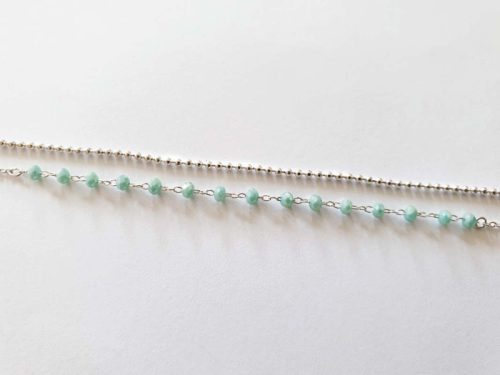 Chaîne de cheville double bleue argent