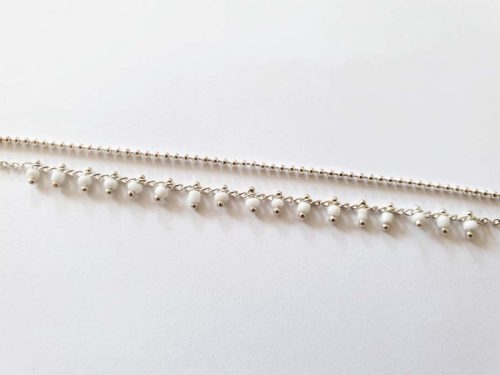 Chaîne de cheville double blanche argent