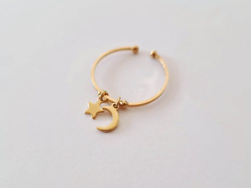 Bague Moon and star or