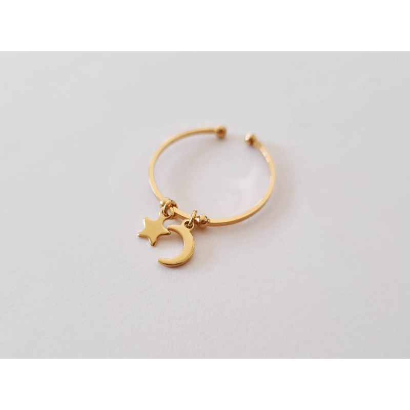 Bague Moon and star or Bague Moon and star or