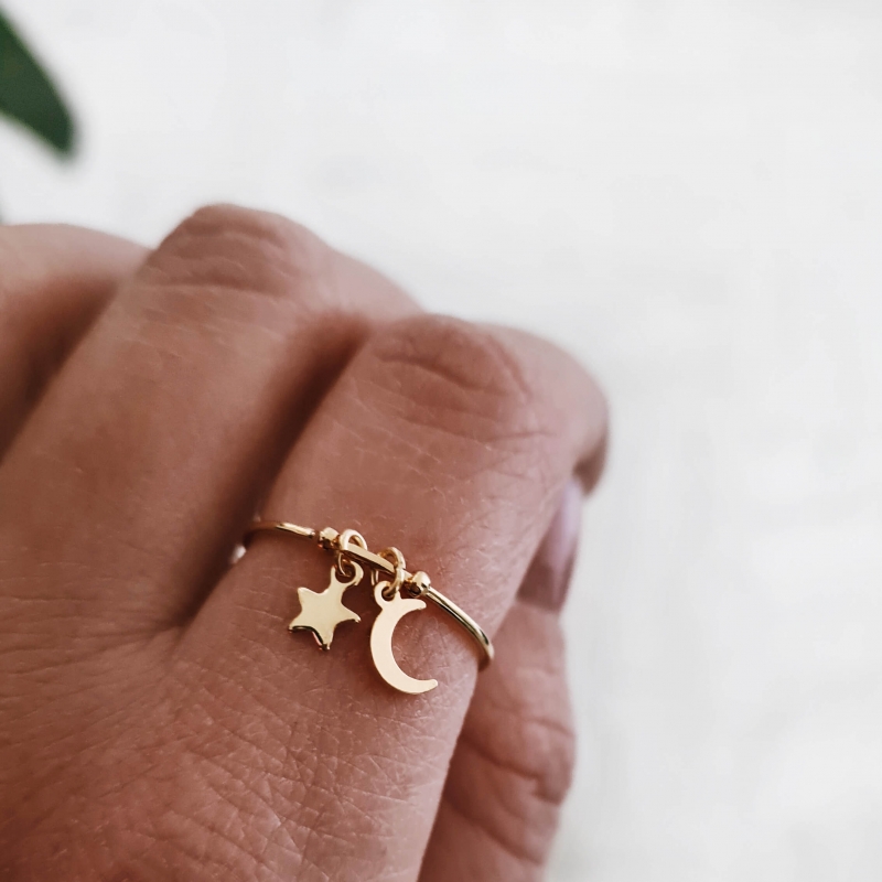 Bague Moon and star or Bague Moon and star or