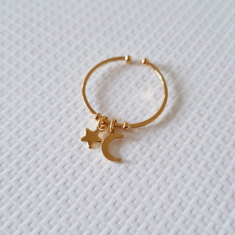 Bague Moon and star or Bague Moon and star or