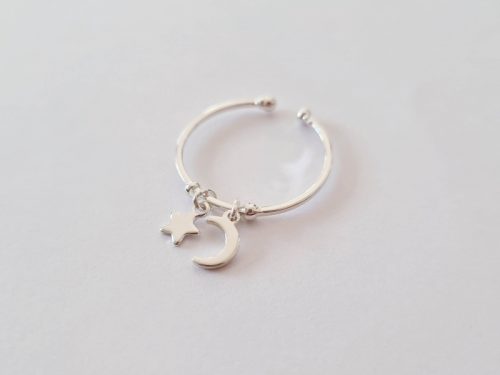 Bague Moon and star argent