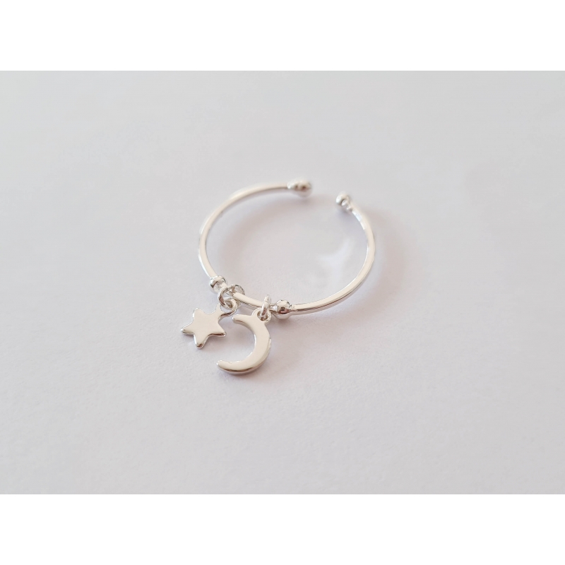 Bague Moon and star argent Bague Moon and star argent