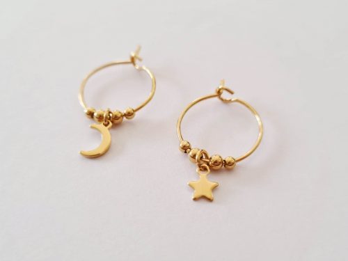 Mini Créoles Moon And Star or