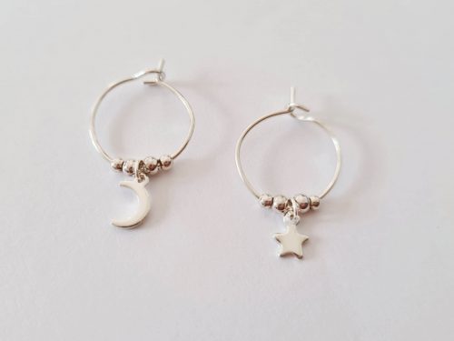 Mini Créoles Moon And Star argent