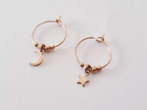 Mini Créoles Moon And Star or rose