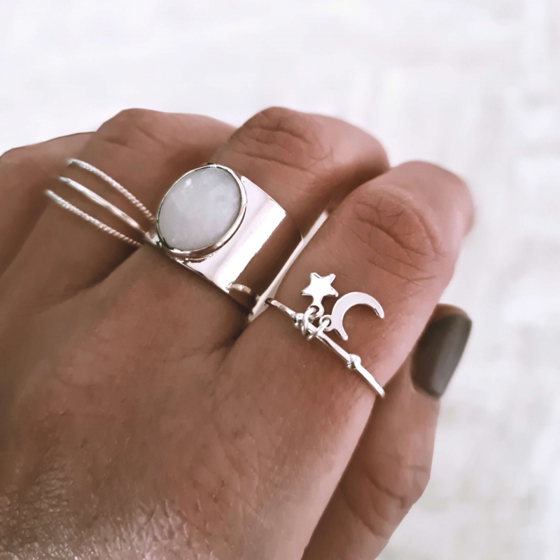 Bague Moon and star argent Bague Moon and star argent