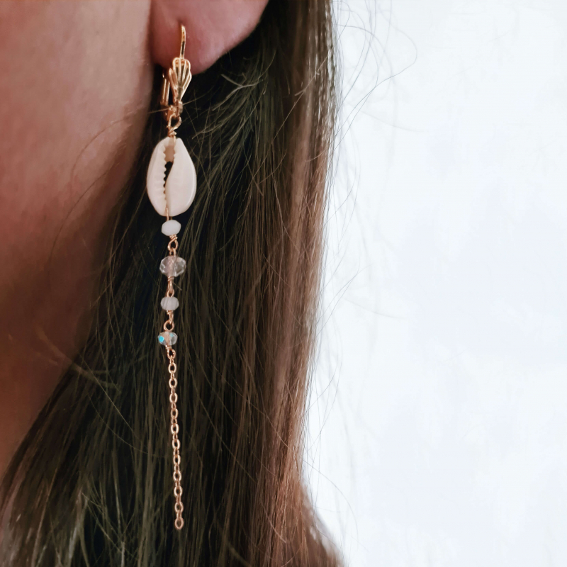 Boucles d'oreilles Victoria Cauri naturel or Boucles d'oreilles Victoria Cauri naturel or