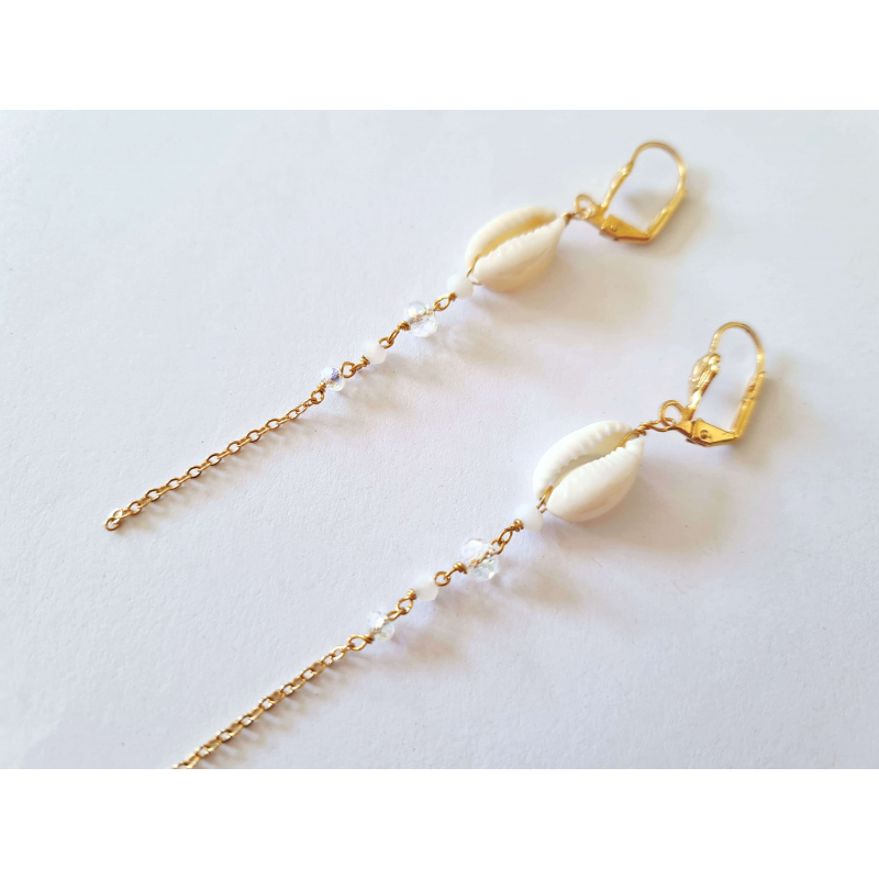 Boucles d'oreilles Victoria Cauri naturel or Boucles d'oreilles Victoria Cauri naturel or