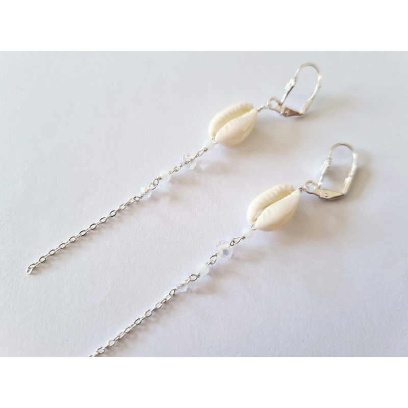 Boucles d'oreilles Victoria Cauri naturel argent Boucles d'oreilles Victoria Cauri naturel argent