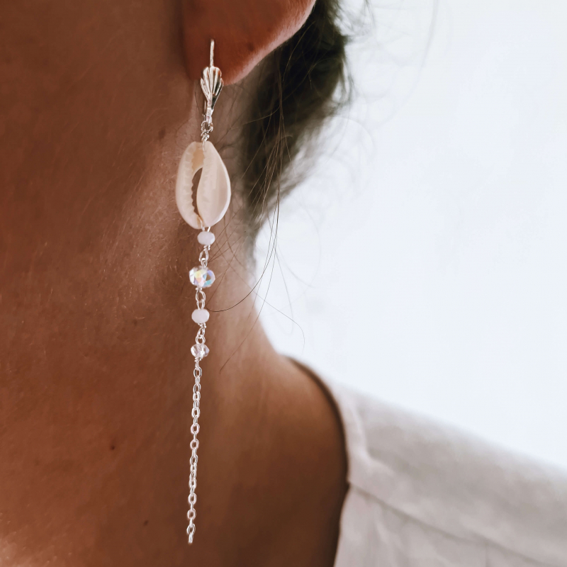 Boucles d'oreilles Victoria Cauri naturel argent Boucles d'oreilles Victoria Cauri naturel argent