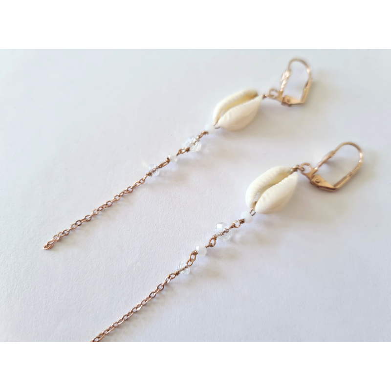 Boucles d'oreilles Victoria Cauri naturel or rose Boucles d'oreilles Victoria Cauri naturel or rose