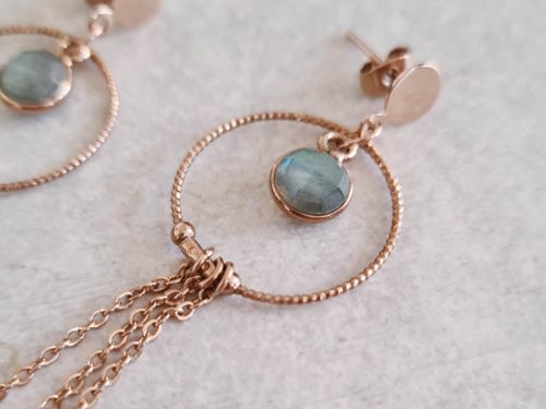 Boucles d'oreilles Saturne or rose